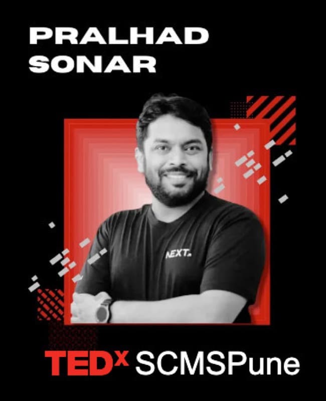 Pralhad Sonar speaking at TEDx SCMSPune
